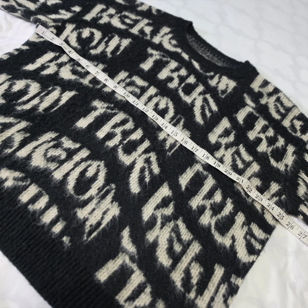 True Religion Monogram Fuzzy‎ Sweater Size Large